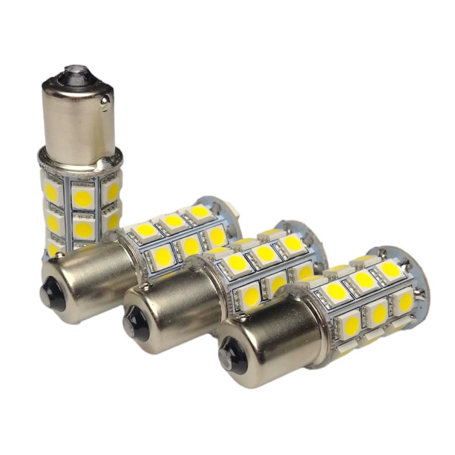 黄色 イエロー 24V用 LED S25 シングル球 27連 4個 サイドマーカー