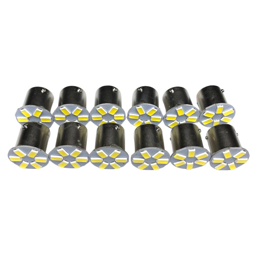 24V用 LED G18 S25 シングル球 6発 黄色 イエロー 3000k 12個セット