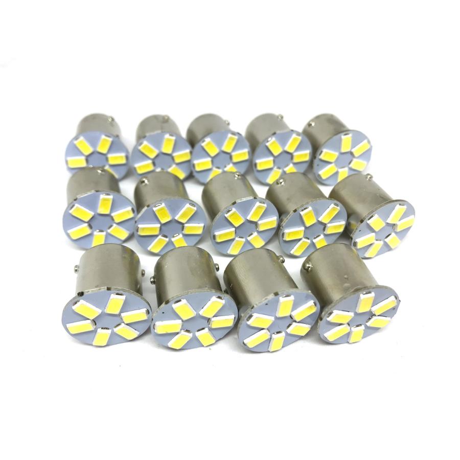 24V用 LED S25 シングル球 6発 ホワイト 白 14個セット 180°平行ピン