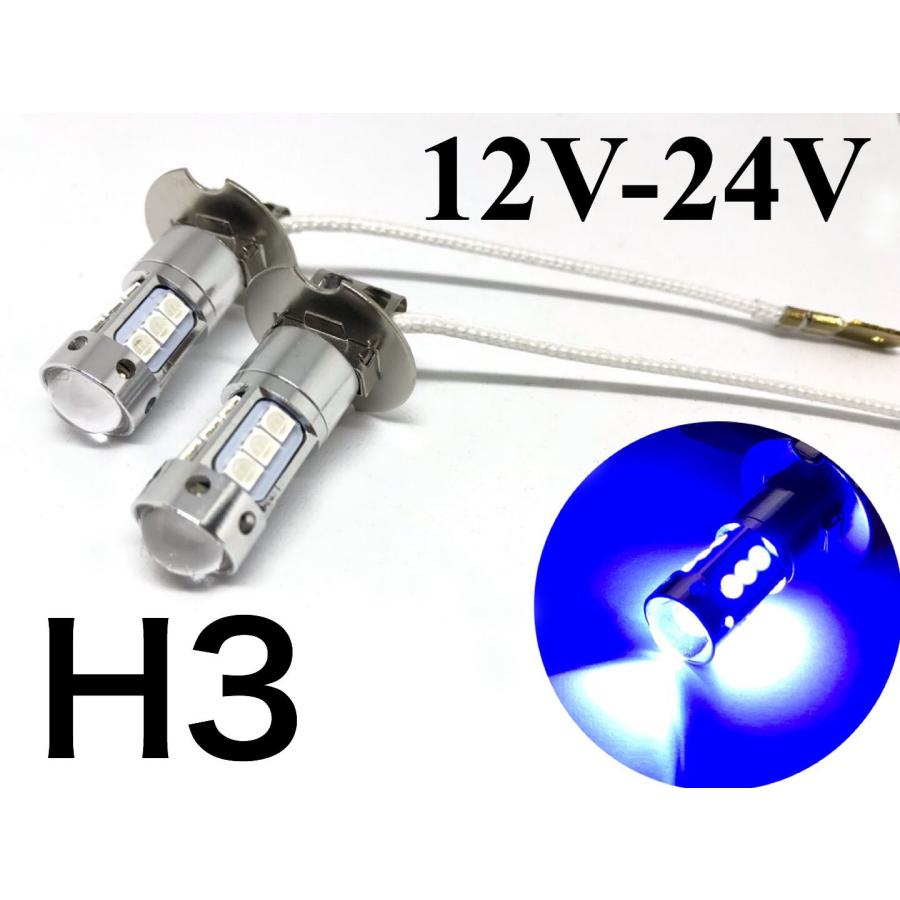 休み 12V 24V 兼用 H3 LED フォグ ショートバルブ アイスブルー38 12V 24V 兼用 H3 LED フォグ ショートバルブ アイスブルー38