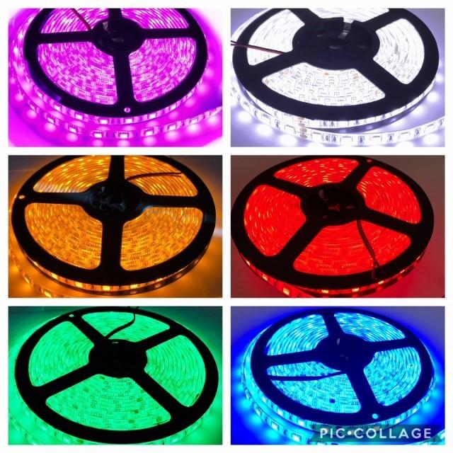 LEDテープライト 24V 5M 赤 防水カバー付 2列 アンダー マーカー 24V LEDテープライト 白 赤 青 緑 燈 桃紫 モール 防水 正面発光