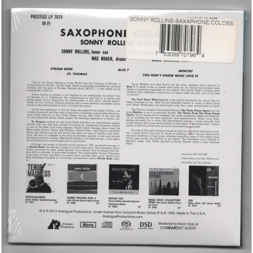 ハイブリッドSACD ソニー・ロリンズ/SONNY ROLLINS - SAXOPHONE