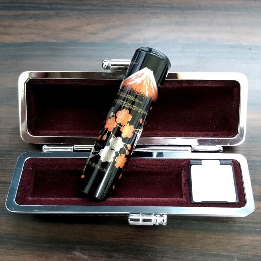 【姓名判断鑑定印鑑 黒水牛 蒔絵 富士と桜 2本セット】13.5mm 15mm 吉相体 印鑑オーダー 開運 印鑑 姓名判断 良質 実印 銀行印 通帳印 プレゼント 贈り物_3