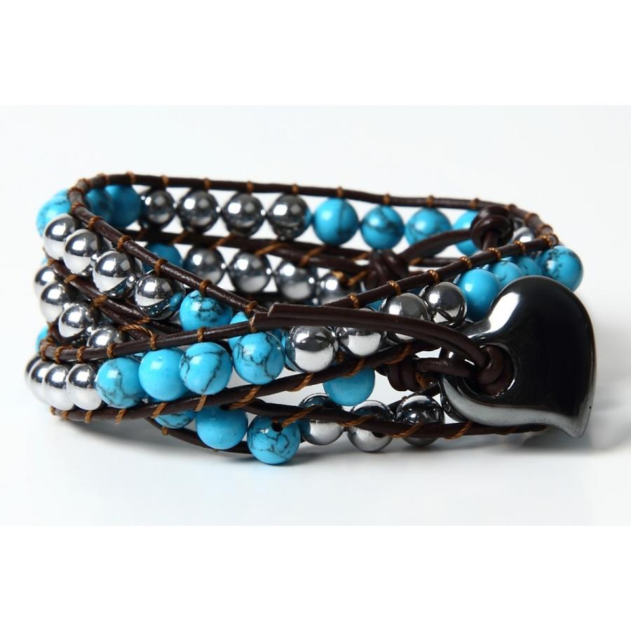 パワーストーン & 永久磁石 の健康 開運 3連 ラップ ブレスレット