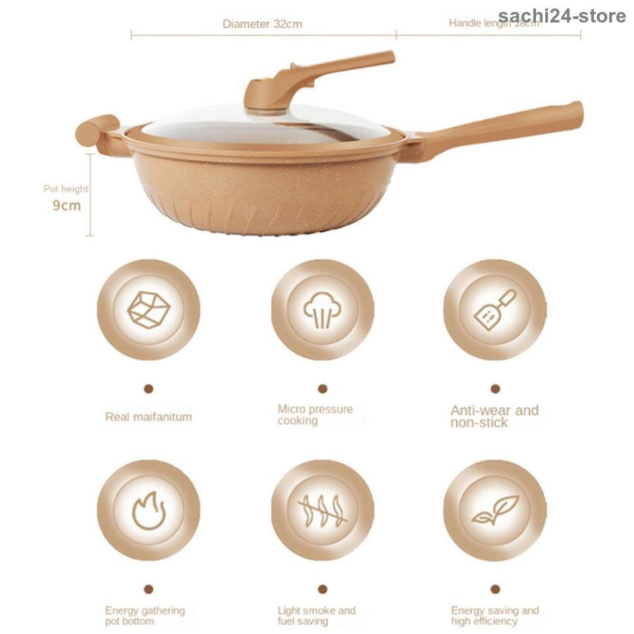 焦げ付かないフライパン 32cm陶土くっつかないフライパン セット天然陶土の微?速煮込み 多機能粘土くっつかないフライパン 陶土くっつきにくい 小型バルブ付き｜sachi24-store｜07