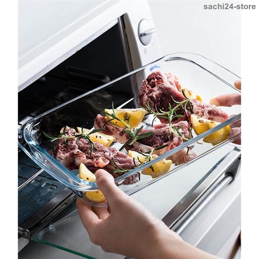 耐熱ガラス グラタン皿 耐熱ガラス 容器透明なガラスベーキングディッシュオーブンのセーフなキャセロールベーキング料理長方形のキャセロールの皿の