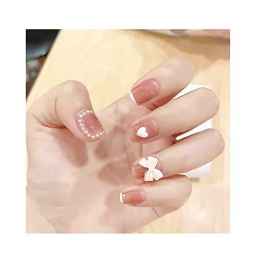 アイリ 3d ネイルチップ 24枚入 手作りネイルチップ 結婚式ネイルチップ かわいい 短め 花 透け感 箔 パール ネイルチップ 人気 花嫁ネイル S 2623 Happinessdream 通販 Yahoo ショッピング