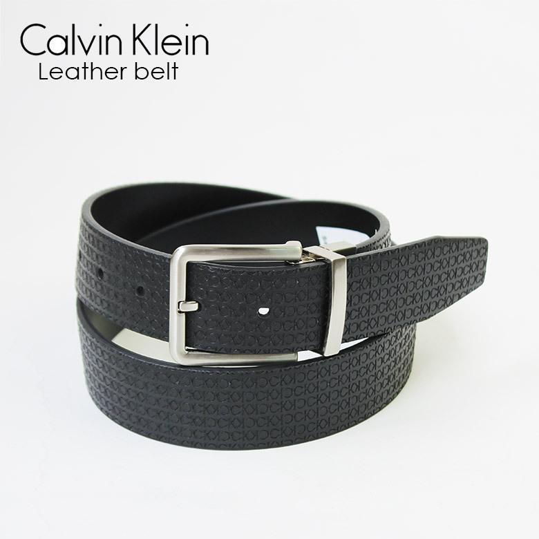  黒 レザー ベルト CKロゴ Calvin Klein Klein(カルバンクライン)ck レザー ベルト