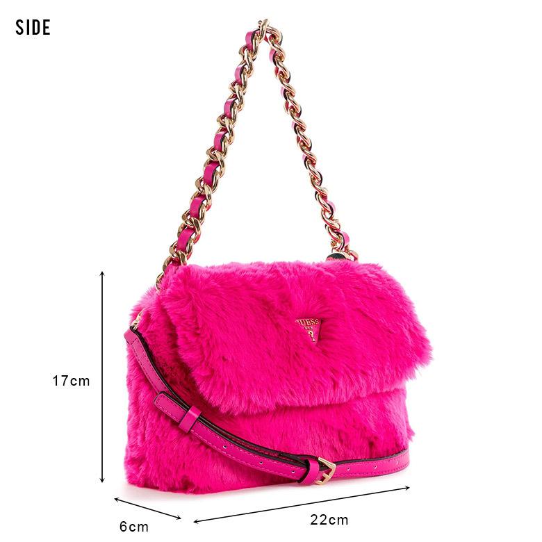 GUESS（ゲス） CROSSBODY FLAP ファー フェイクファー ピンク ブラック