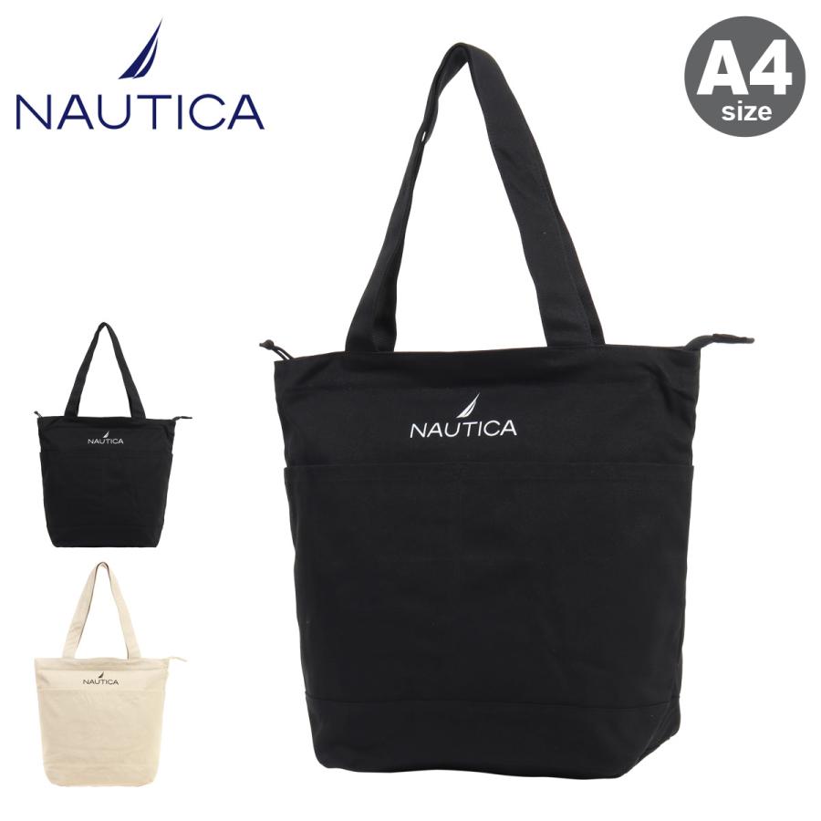 ノーティカ トートバック A4 キャンバス メンズ レディース 370-7511 NTC-003 NAUTICA 手提げバッグ ファスナー シンプル ロゴ 通学 サブバッグ 帆布 | 