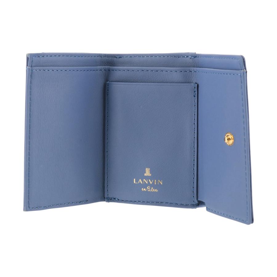未使用✨ランバンオンブルー　三つ折りミニ財布 シャペル　ネイビー　パール　レザー LANVIN en Bleu ランバンオンブルー 三つ折り財布 シャペル レディース