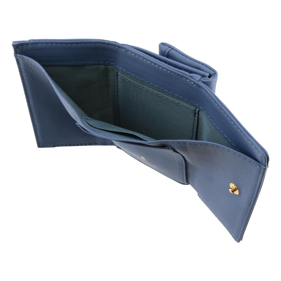 未使用✨ランバンオンブルー　三つ折りミニ財布 シャペル　ネイビー　パール　レザー 未使用✨ランバンオンブルー 三つ折りミニ財布 シャペル