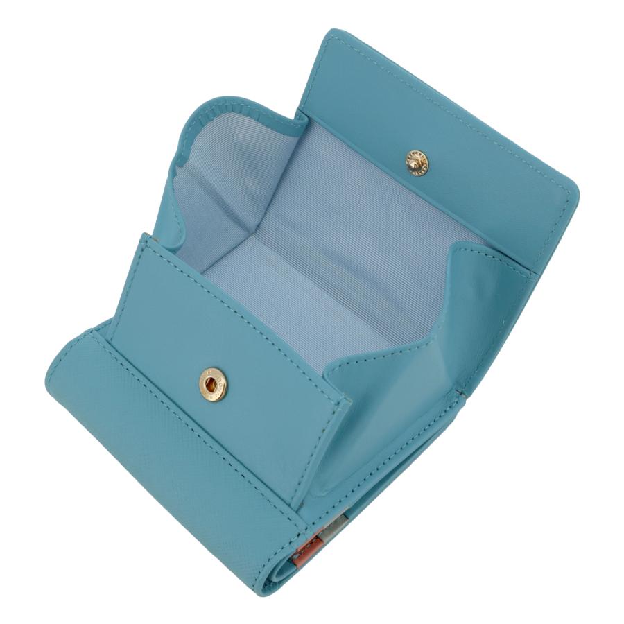 美品　ライトブルー 二つ折り財布 レザー LANVIN en Bleu ランバンオンブルー 二つ折り財布 本革 レディース