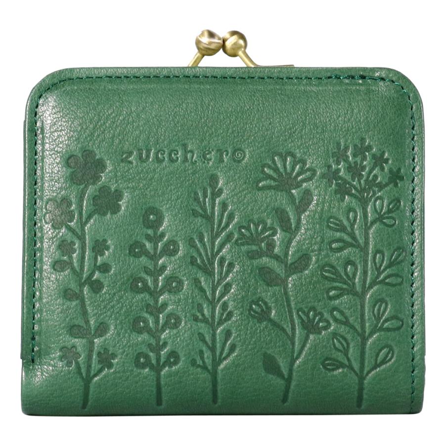 ✨極美品✨ズッケロフィラート 木玉 がま口 二つ折り財布 コンパクト グリーン ✨極美品✨ズッケロフィラート 木玉 がま口 二つ折り財布