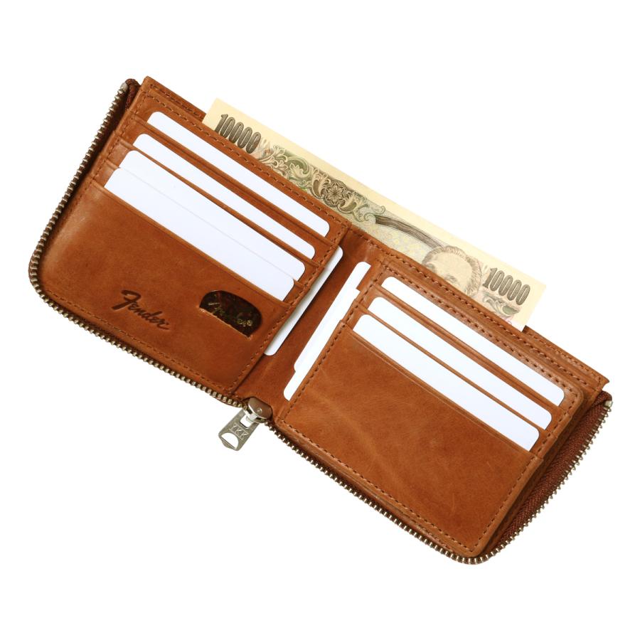 Fender（フェンダー） 二つ折り財布 本革 L字ファスナー 950-702