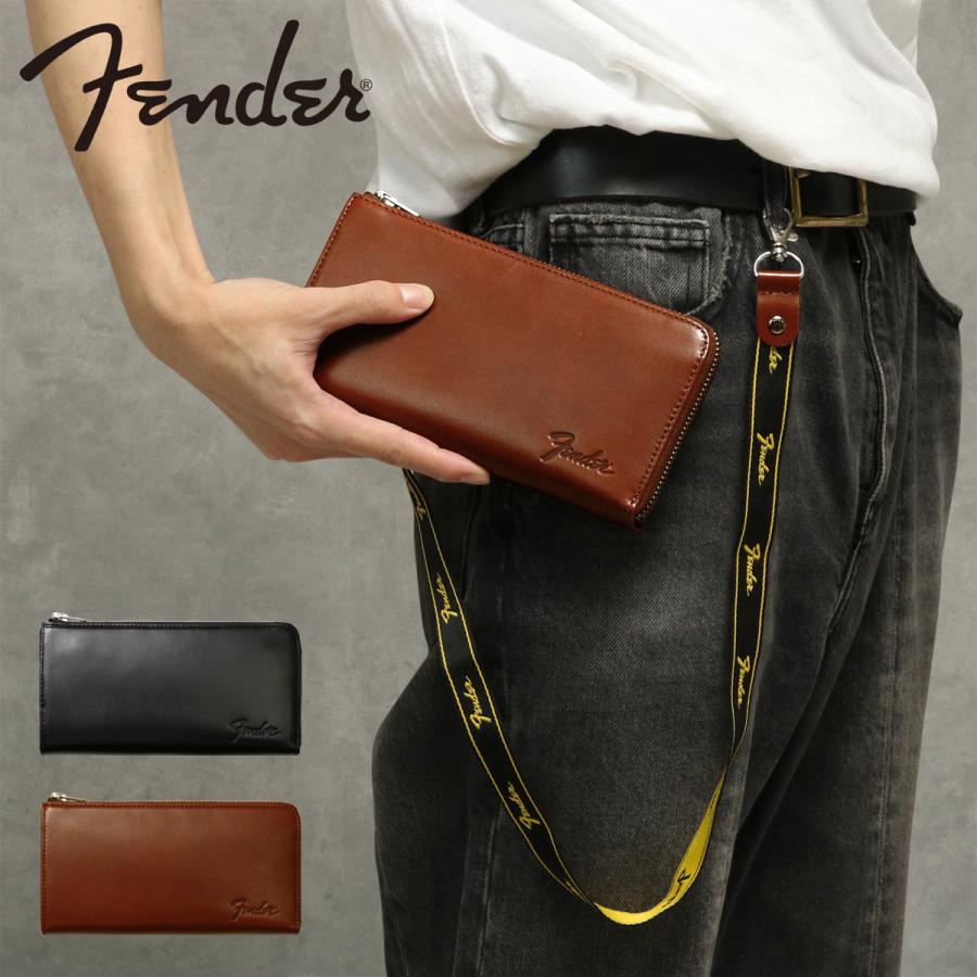 Fender フェンダー 長財布 本革 L字ファスナー メンズ 950-704 牛革  