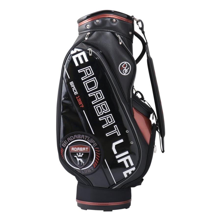 美品adabat アダバット カート型キャディバッグ　ブラック　9型　エナメル adabat（アダバット） ゴルフ キャディバッグ カート型 9.0型 47インチ