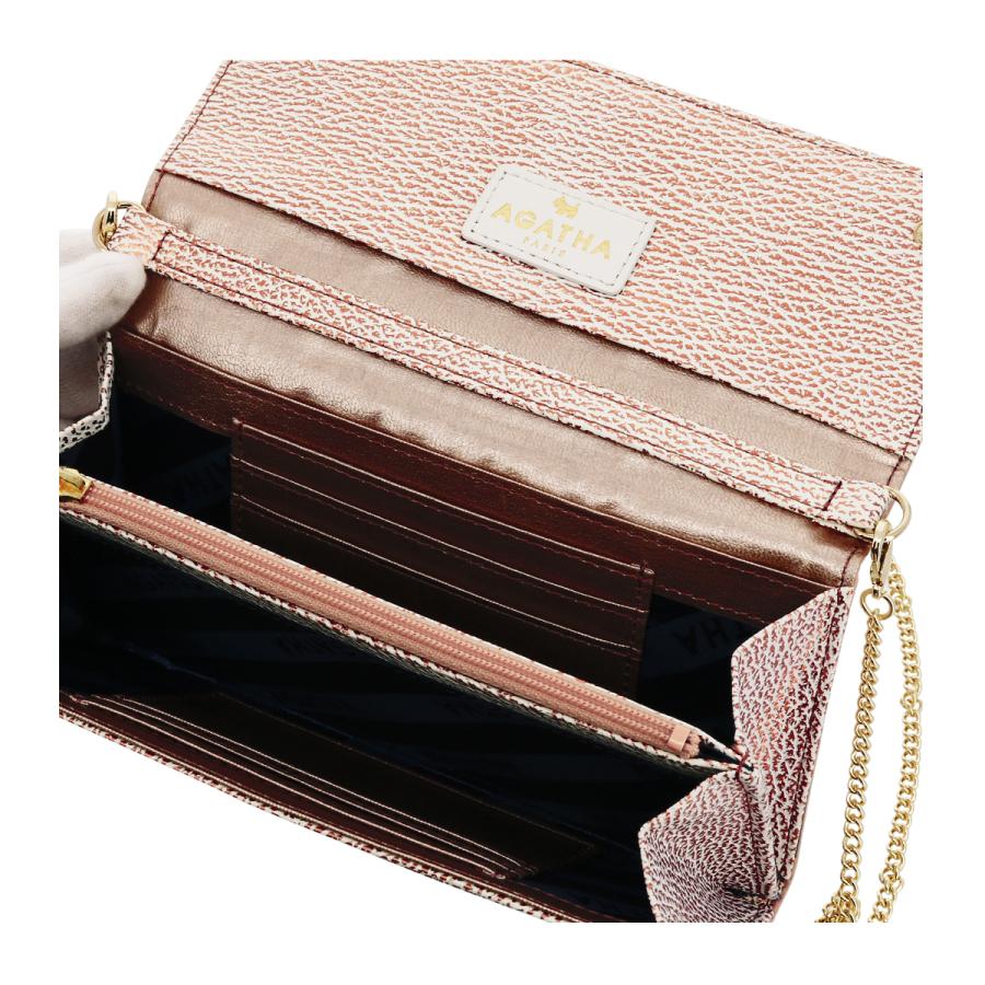 AGATHA アガタ ピンクゴールド 牛革 チェーン付き 長財布