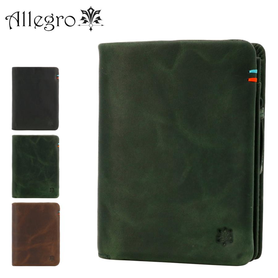アレグロ allegro 二つ折り財布 メンズ マイヤ 牛革 レザー　グリーン アレグロ 二つ折り財布 本革 マイヤ 03985 Allegro 牛革 レザー