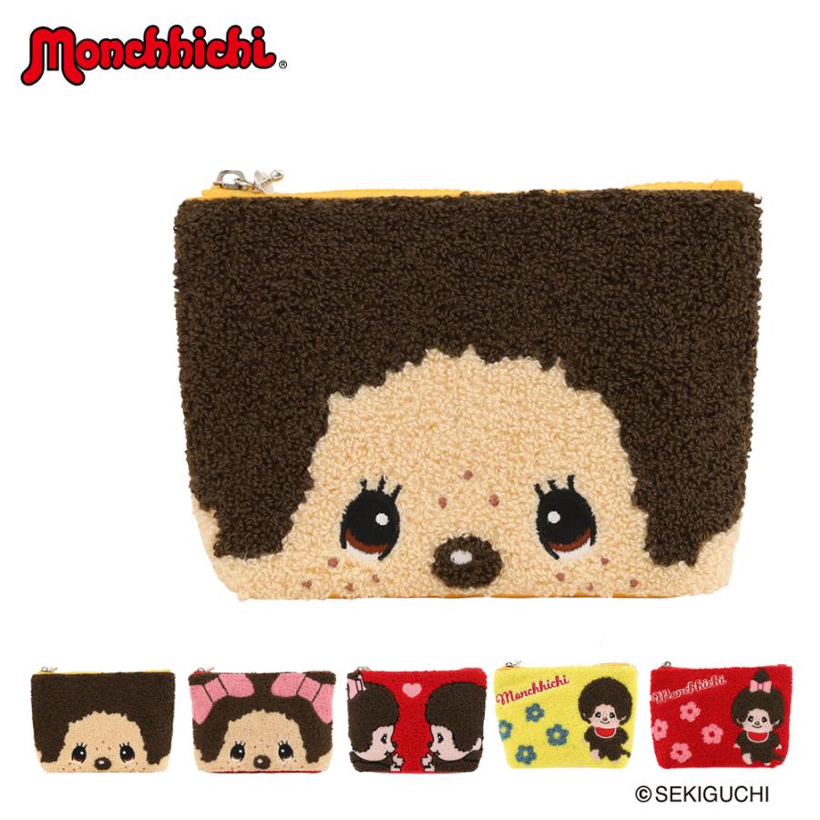 モンチッチ サガラ刺繍 ビッグフェイスポーチ レディースMonchhichi