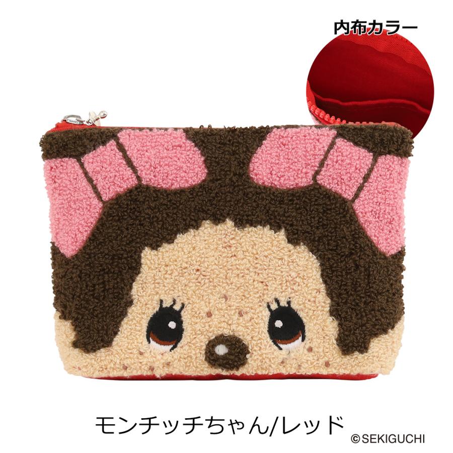 モンチッチ サガラ刺繍 ビッグフェイスポーチ レディースMonchhichi