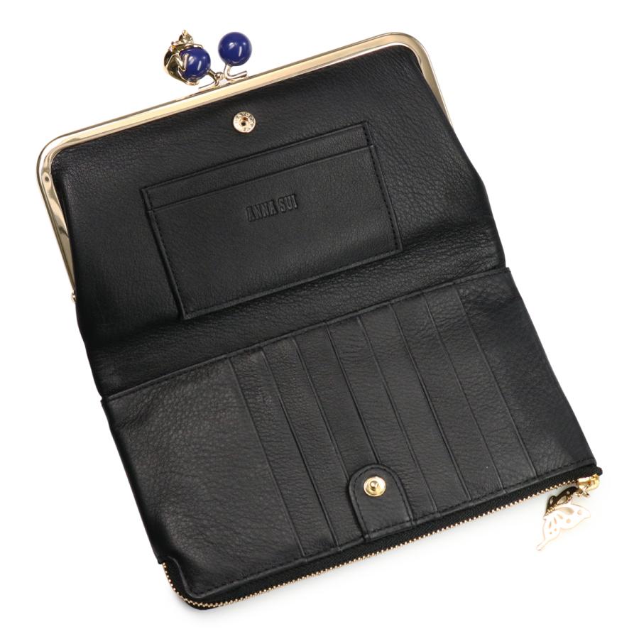 新品 ANNA SUI アナスイ プレイングキャット 猫 がま口 二つ折り財布① アナスイ 長財布 二つ折り 本革 猫 がま口 プレイングキャット