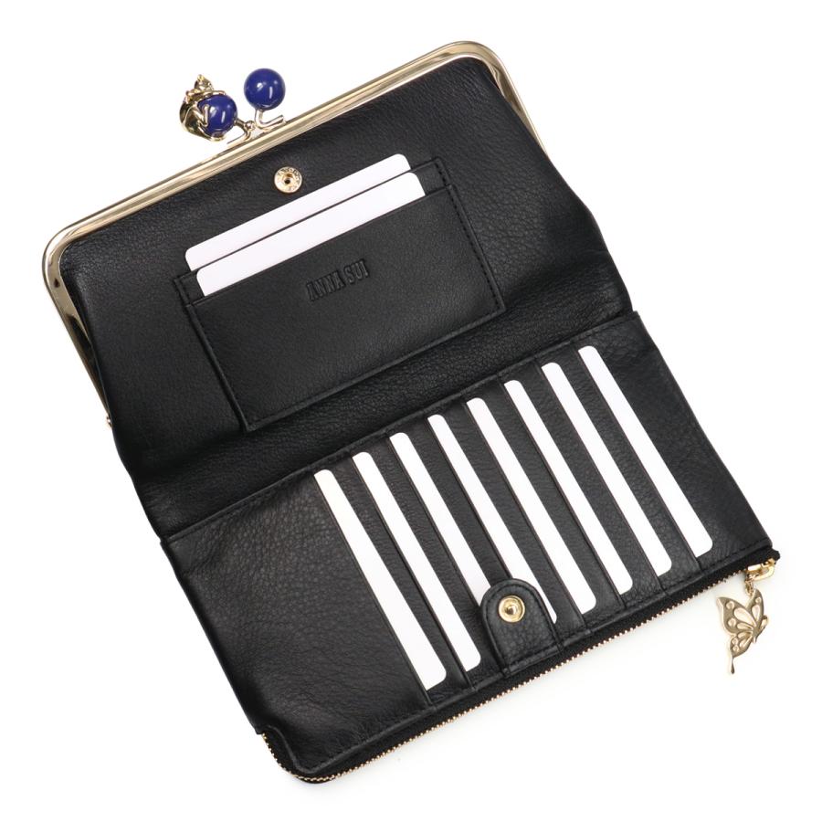 新品 ANNA SUI アナスイ プレイングキャット 猫 がま口 二つ折り財布① アナスイ 長財布 二つ折り 本革 猫 がま口 プレイングキャット