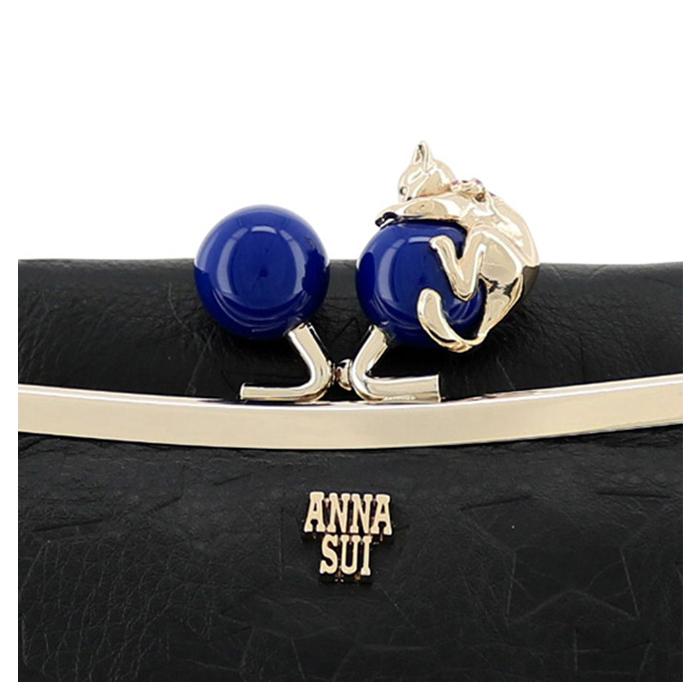 ANNA SUI（アナスイ） 財布 二つ折り 本革 猫 がま口 プレイング