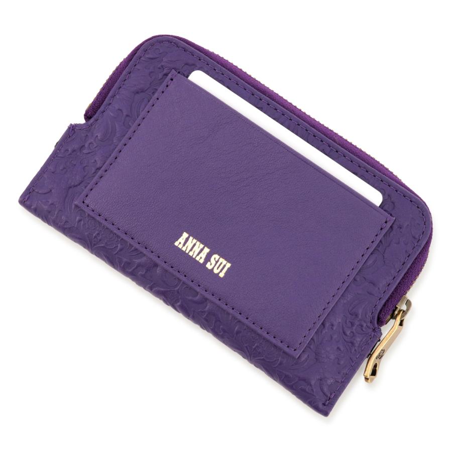 ☆じよん☆アナスイ ディア マルチケース ミニウォレット パープル ANNA SUI（アナスイ） ミニ財布 本革 マルチケース レディース 317402