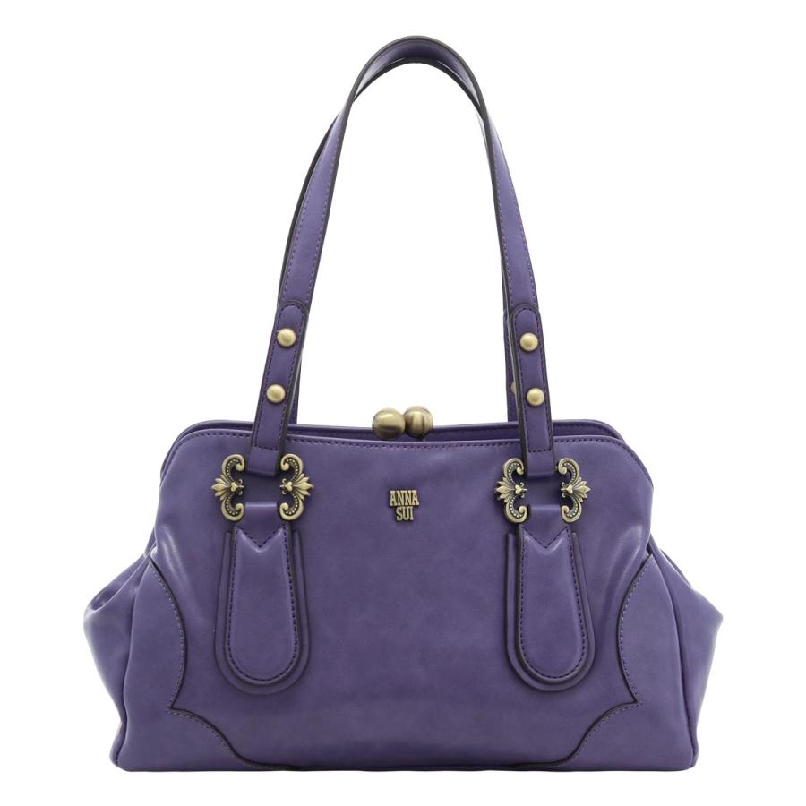 ANNA SUI ドリトル レザー ハンドバッグ トートバッグ 肩がけ パープル ANNA SUI（アナスイ） トートバッグ がま口 ディディオン レディース
