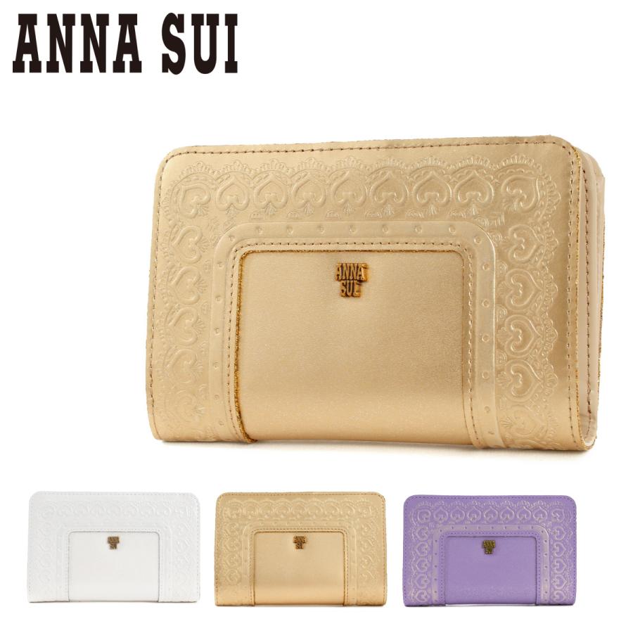 ANNA SUI アナスイ 財布 二つ折り 本革 L字ファスナー ANNA SUI アナスイ 財布 二つ折り 本革 L字ファスナー
