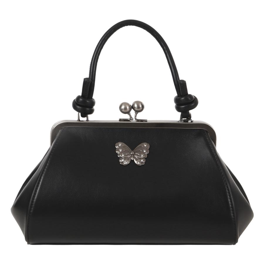 アナスイ　ブラックレザー ハンドバッグ ANNA SUI（アナスイ） ハンドバッグ がま口 エイミー レディース