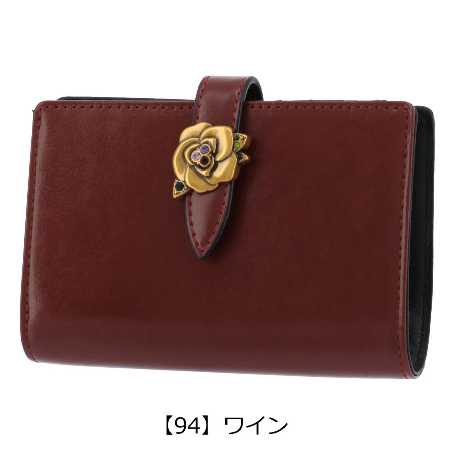 新品 アナスイ 二つ折り財布 コンパクト財布 ミニ財布 ブルボンローズ 薔薇 ANNA SUI（アナスイ） 二つ折りミニ財布 がま口 本革 レディース