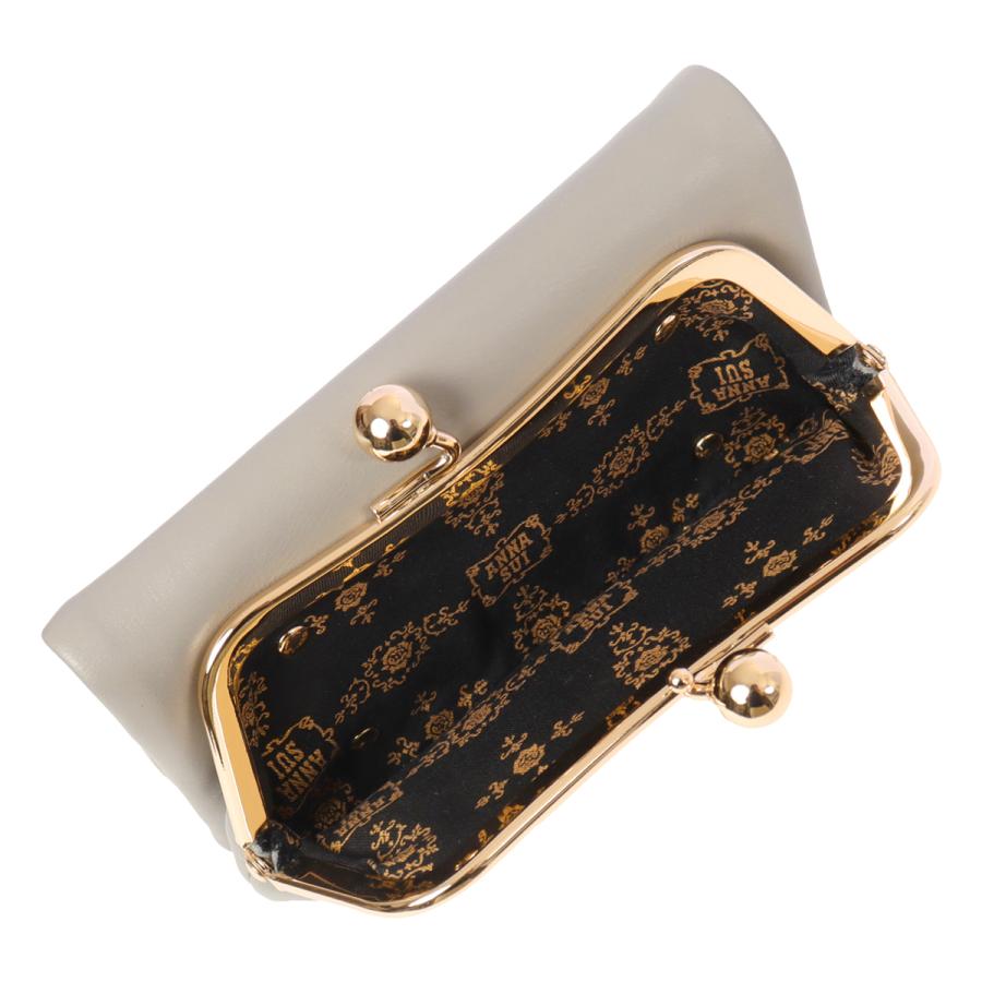 アナスイ 二つ折り財布 がま口 レディース 本革 TITIソフト318081 ANNASUI | ミニ財布 猫 ねこ キャット かわいい 牛革 レザーの画像