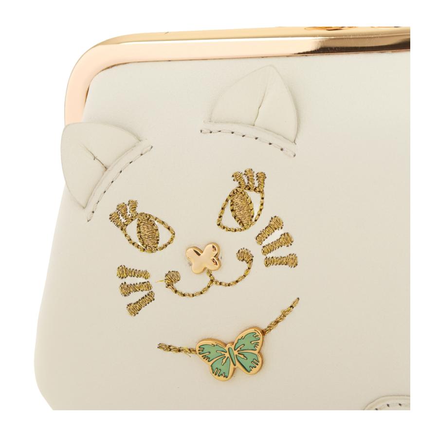 アナスイ　猫　財布 ホワイト　がま口　ほぼ未使用 新品未使用】ANNA SUI 財布 猫 ねこ 三つ折り コンパクト 白 ホワイト