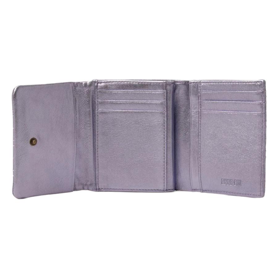 アナスイ 二つ折り財布 ガマ口 本革 レディース ドリーミー 318342 ANNASUI コンパクト ミニ財布 羊革 山羊革 刺繍 ハート キルト キルティング レザーの画像