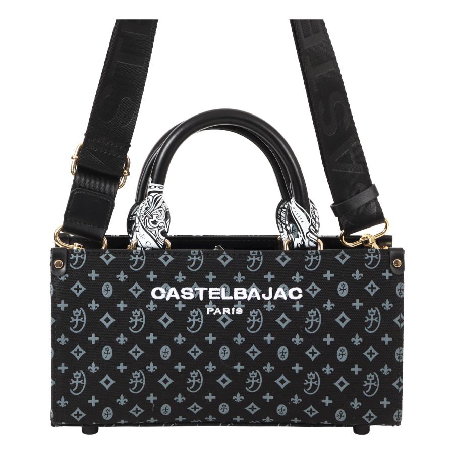 未使用に近い カステルバジャック ハンドバッグ ロゴ 総柄 手持ち ブラック CASTELBAJAC（カステルバジャック） トートバッグ ショルダーバッグ