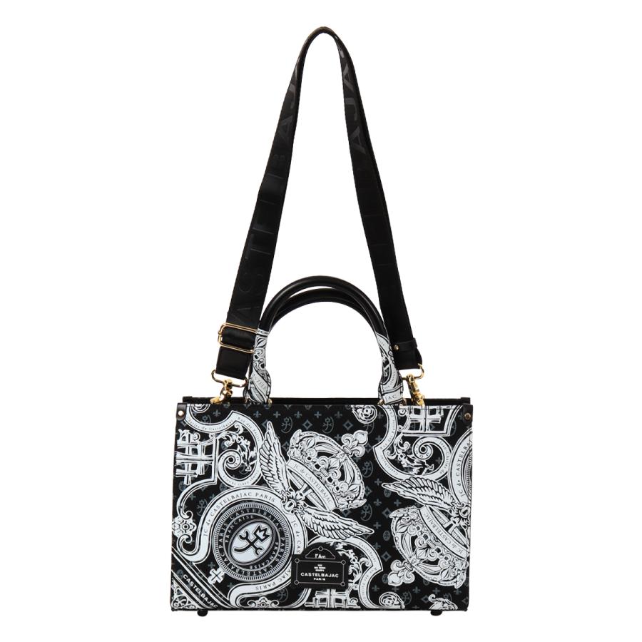 未使用　カステルバジャック　トートバッグ　ハンドバッグ　キャンバス　総柄　黒白 CASTELBAJAC カステルバジャック トートバッグ ショルダーバッグ