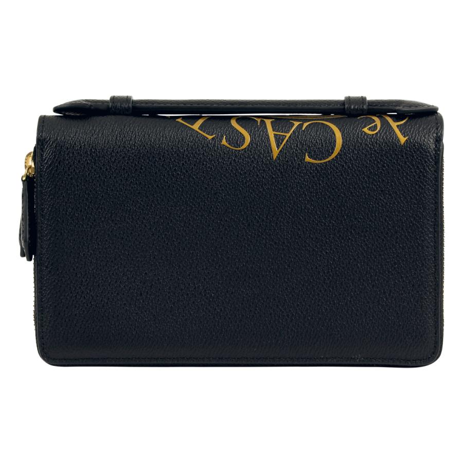 CASTELBAJAC 黒レザー ダブルジッパーバッグ CASTELBAJAC 黒レザー ダブルジッパーバッグ CASTELBAJAC 黒レザー