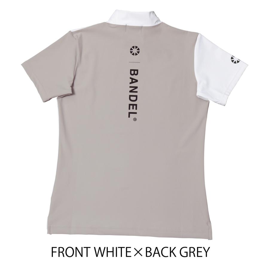 バンデル モックネック 半袖 ゴルフウェア 白×グレー WHITE×GREY BANDEL（バンデル） ゴルフ Tシャツ 半袖 ハイネック モックネック
