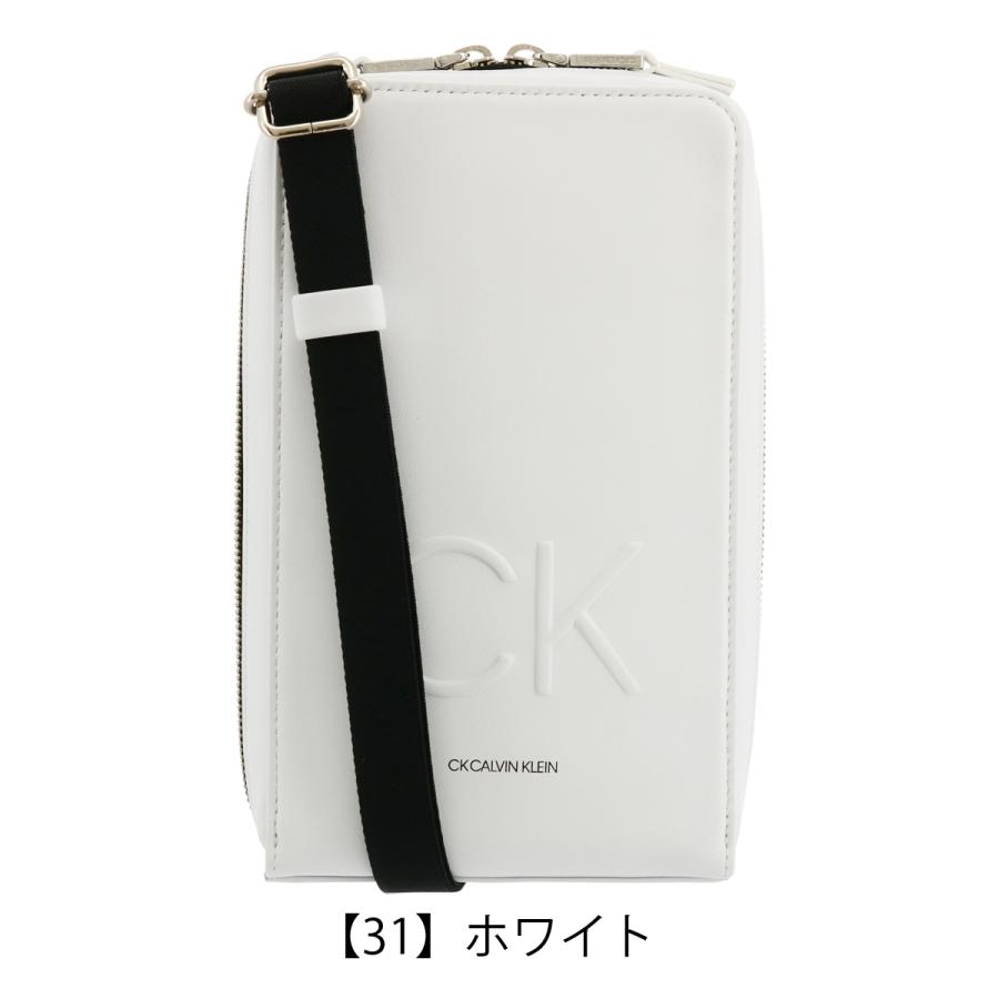 CK カルバンクライン 定価2,4万 牛革 スマホショルダー ホワイト 