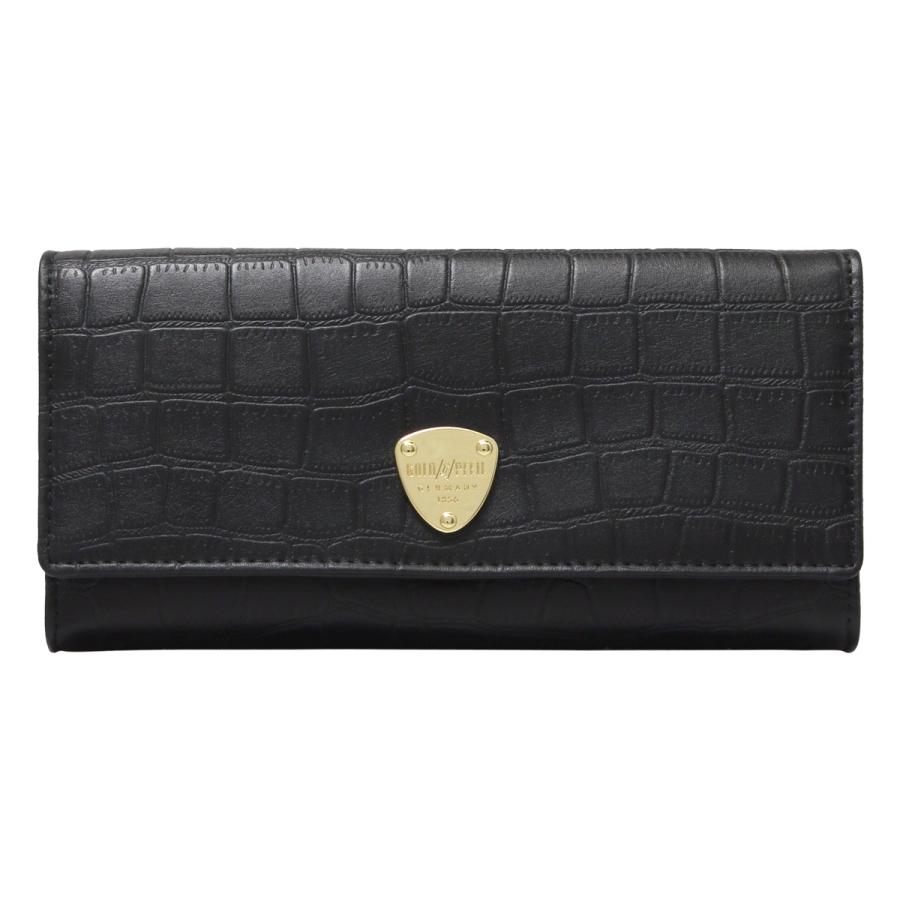GOLD PFEIL（ゴールドファイル） 長財布 かぶせ 本革 クロコ型押し