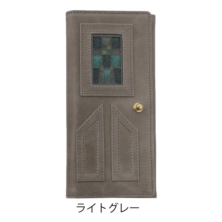 ライトグレー カーフレザー 長財布 ジップロングウォレット グラート かぶせ長財布 財布 長財布 ロングウォレット ステンドグラス