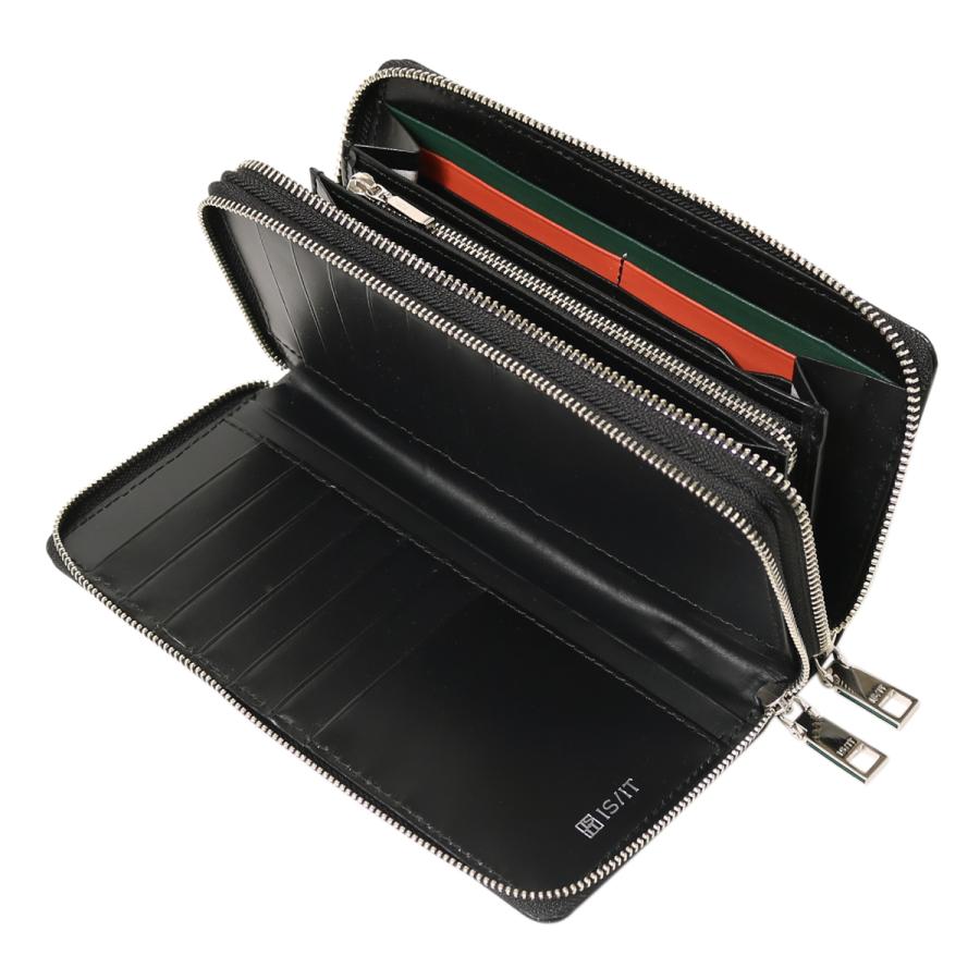 L320　 IS/IT イズイット長財布 ラウンドファスナー 革 本革 牛革 レザー シンプル カード 大容量 ロングウォレット サイフ ウォレット 財布メンズレディース IS/IT（イズイット） 長財布 ラウンドファスナー ダブルファスナー 大