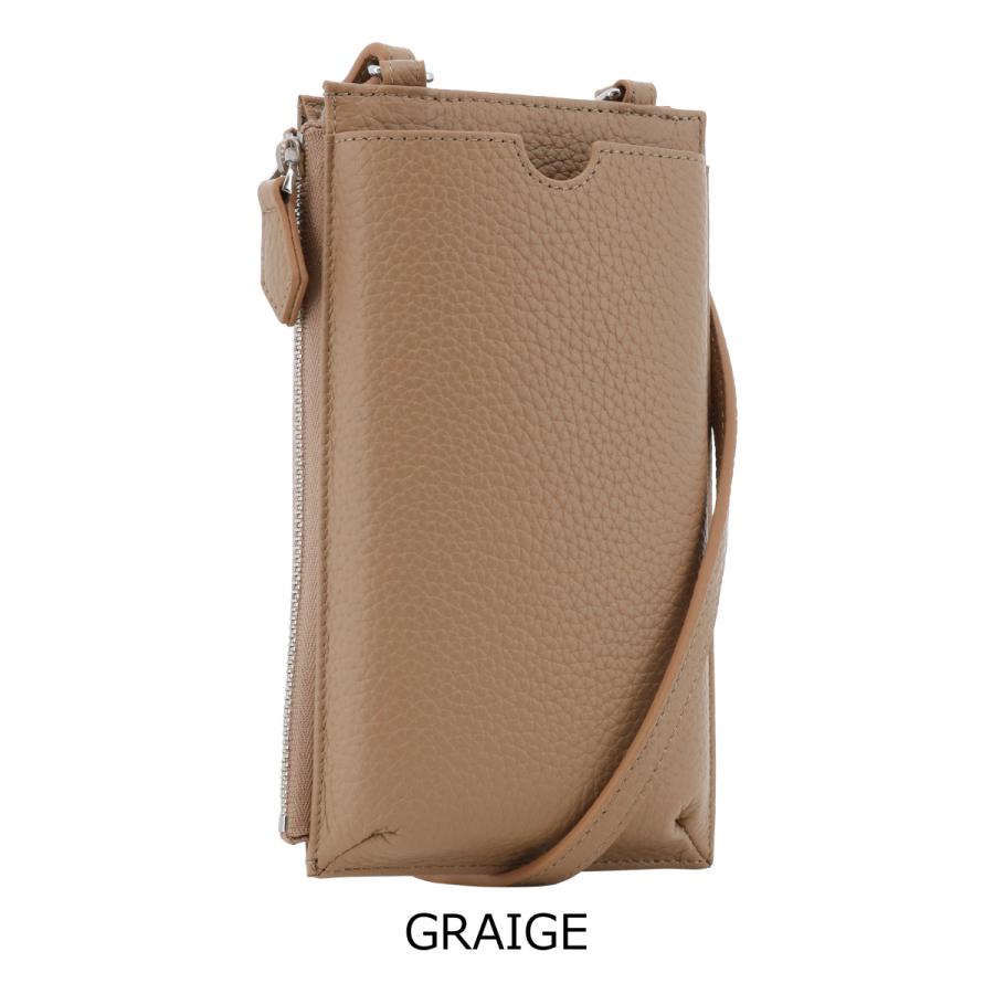 ラ・クローゼット スマホポーチ スマホショルダー 本革 レディース