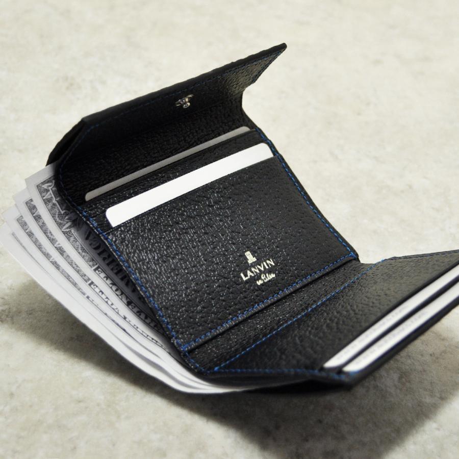 LANVIN en Bleu 三つ折り財布 ダークネイビー 美品 LANVIN en Bleu ランバンオンブルー 三つ折り財布 ミニ財布 エスパス