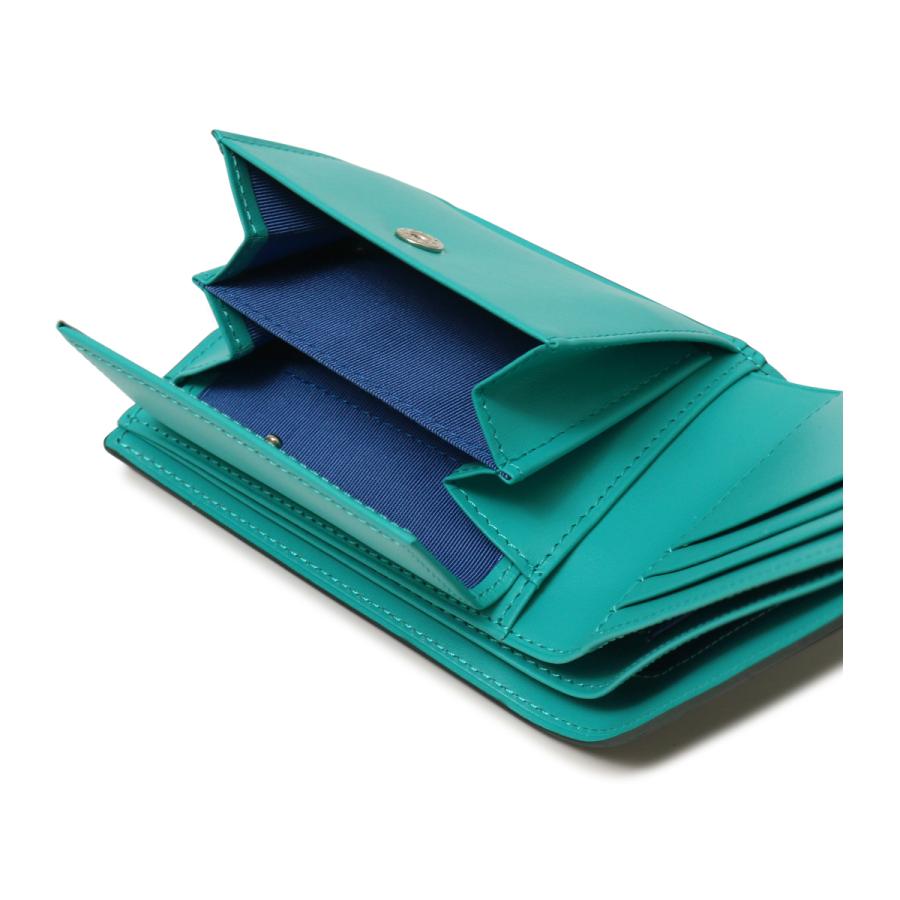 良品　トップサン　ラッキー　(裏面　青・緑) LANVIN en Bleu ランバンオンブルー 財布 二つ折り 本革 513622 アクア