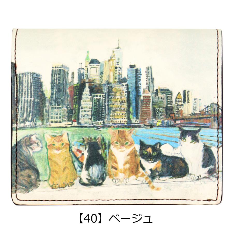 Manhattaner's（マンハッタナーズ） 財布 二つ折り 本革 猫 ねこ ネコ