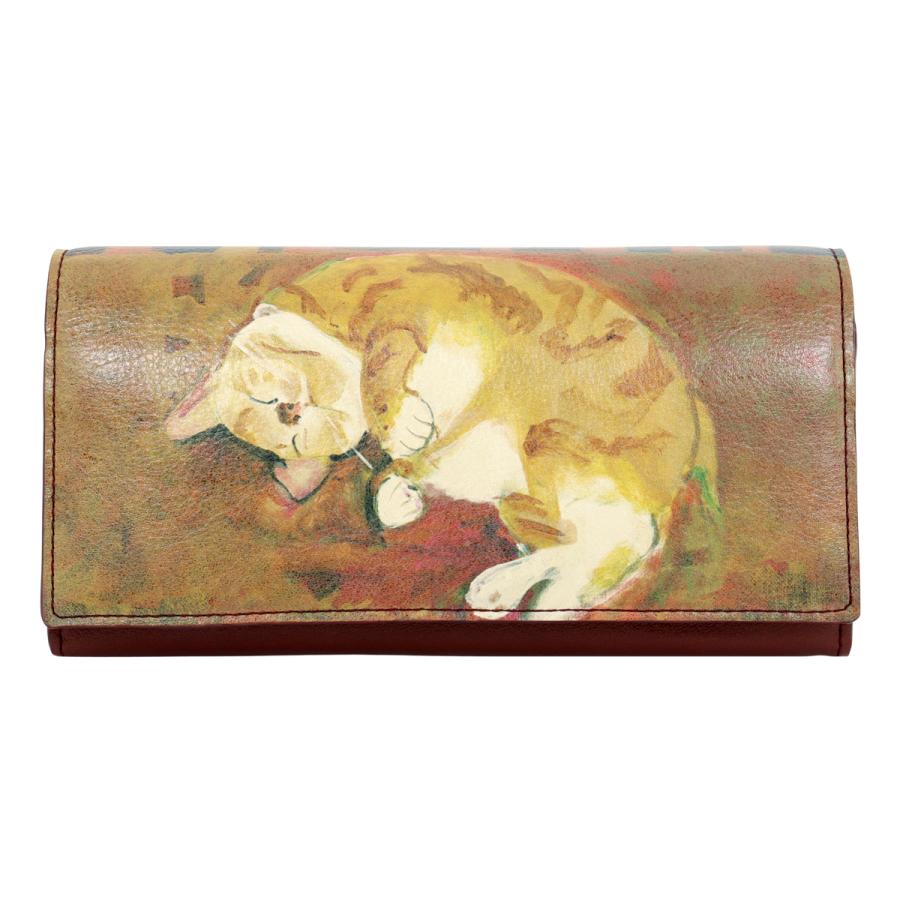 Manhattaner's マンハッタナーズ 長財布 かぶせ 本革 猫 ねこ Manhattaner's マンハッタナーズ 長財布 かぶせ 本革 猫 ねこ