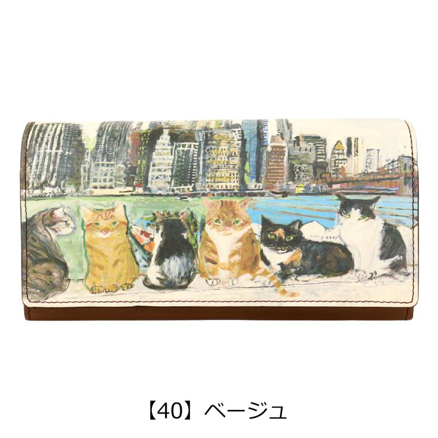 Manhattaner's（マンハッタナーズ） 長財布 かぶせ 本革 猫 ねこ ネコ